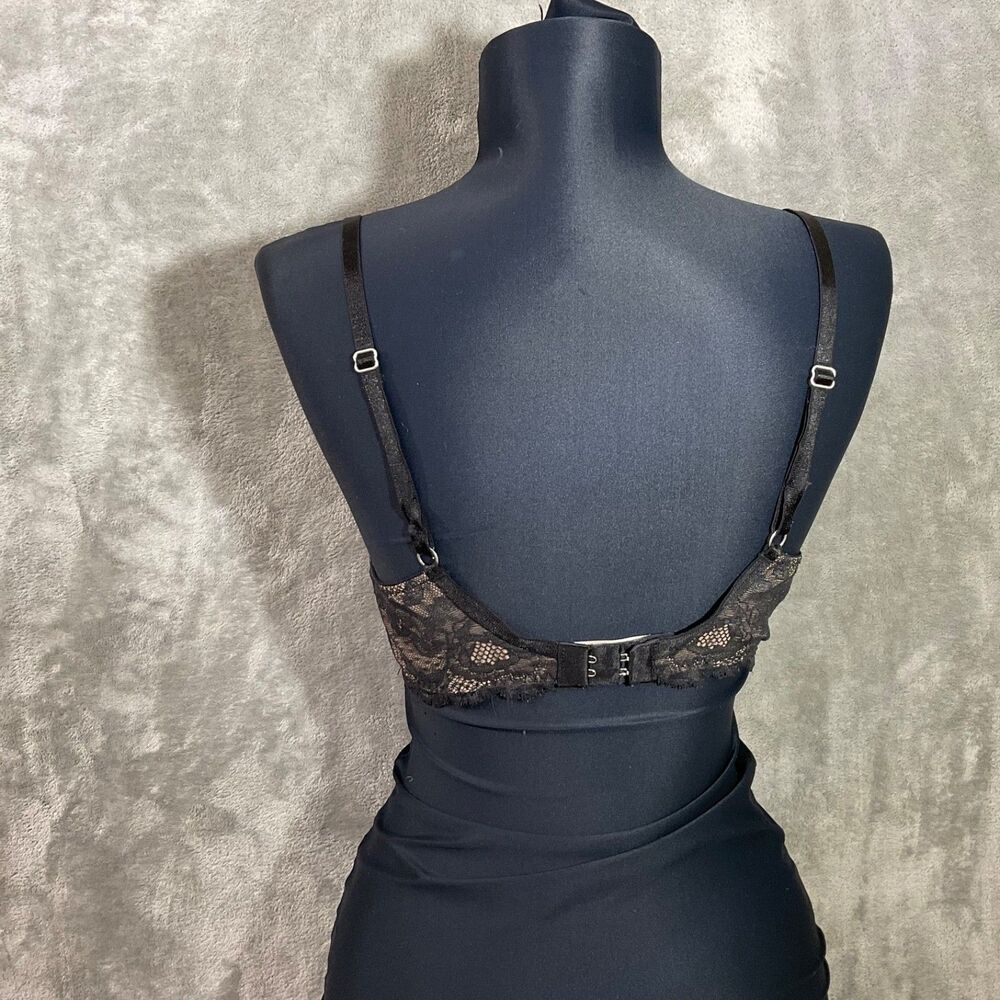 VICTORIA'S SECRET BIOFIT DEMI UPLIFT UNDERWIRE BRA SZ 34C Tan /BLACK LACE - Picture 3 of 9